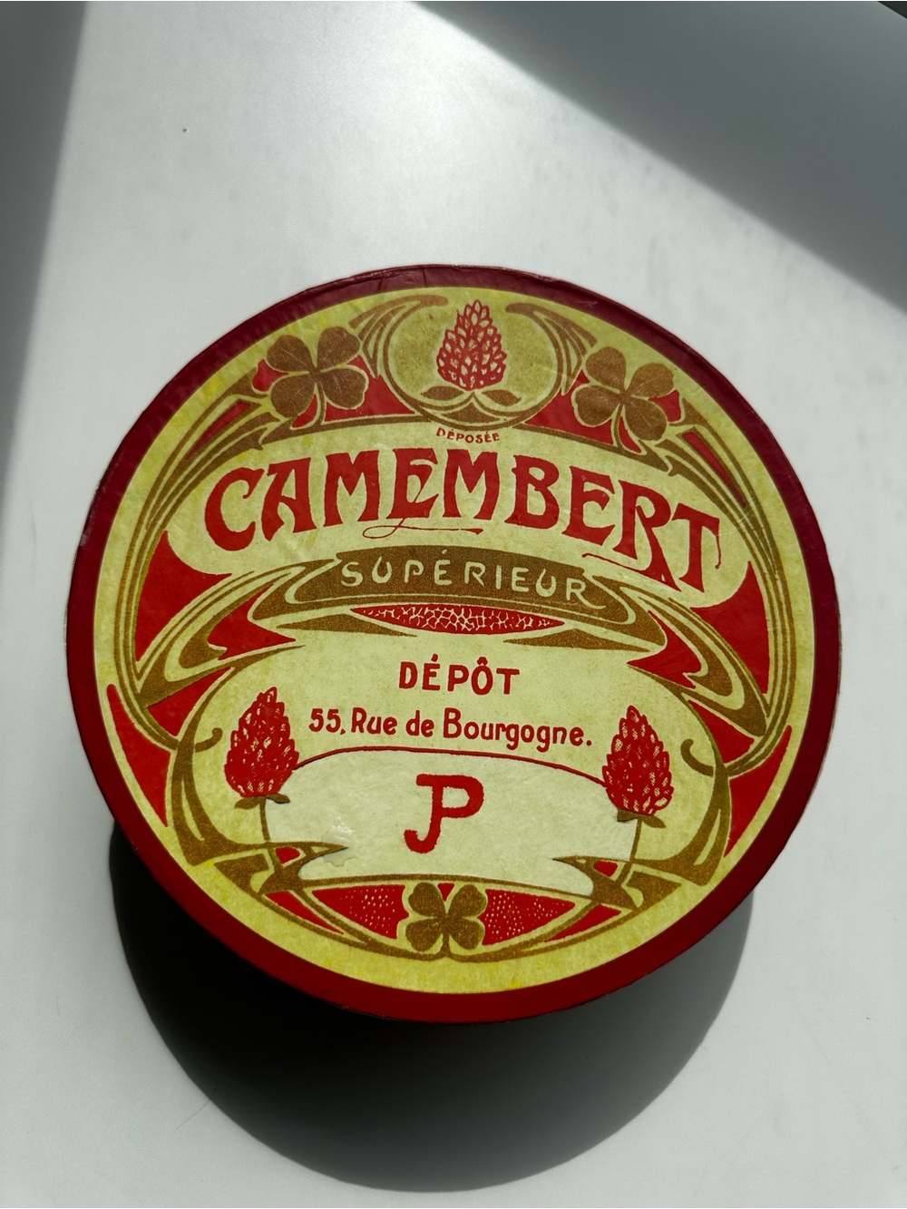 Camembert Decorative Tin Box in Red and Cream - Vintage Style